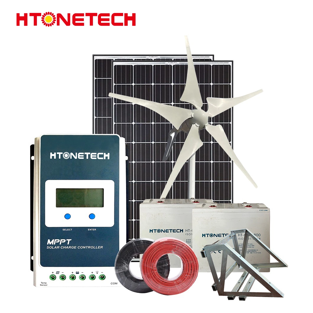 Htonetech Monocrystalline Solar Panels 450W sistema de Energía Solar 10K China Sistemas híbridos de viento y energía eléctrica solar 10KW con 1,5 Kilovatios aerogenerador