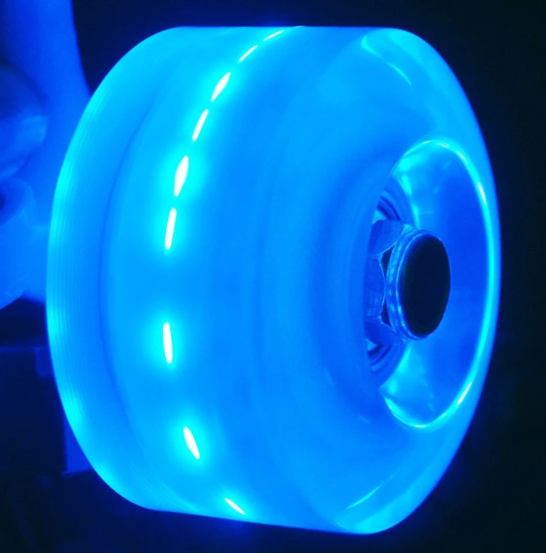 Double Roller Skates Shining Wheel PU Wheel Flashing 4PCS Pack with UV LED Light