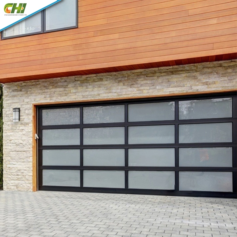 Aluminum Luxury Cheap Full View Glass Garage Door Modern Design Electronic Sectional Sliding Aluminum Glass Panel Garage Door