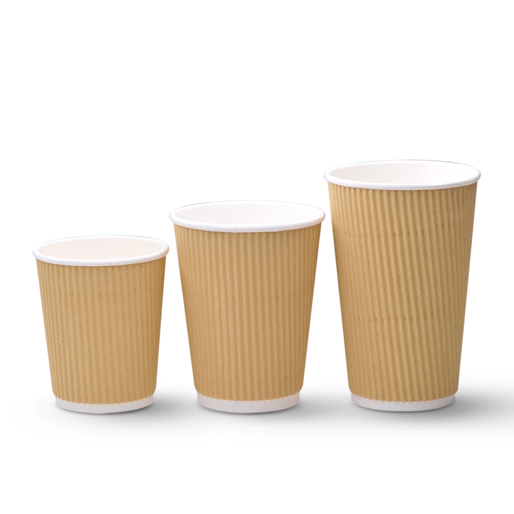 Paper Cups 8oz Reusable PS Lid Juice Ceramic Beer Disposable Ripple Paper Coffee Mugs with Lid