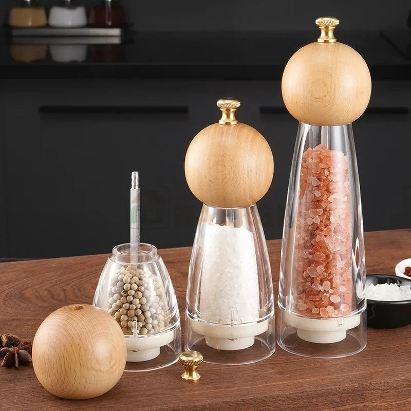 Aazon Hot Selling Factory Manufactured Wholesale/Supplier Acrylic Glass Hand Salt and Spice Mill Set Pepper Grinder