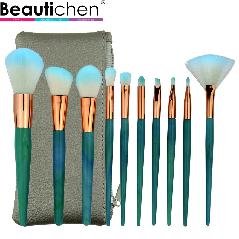 Beautichen Marble Green 10PCS Professional Makeup Brush Set Soft Synthetic Fiber Beauty Cosmetic Tools Brush Set