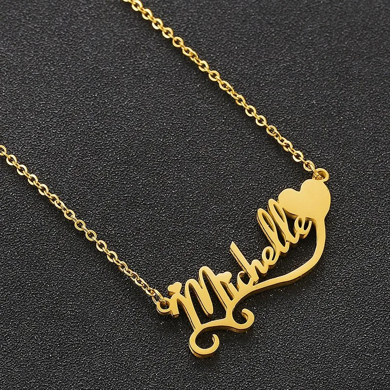 Personalized Stainless Steel Jewelry Gold Custom Name Plates Pendant Necklace