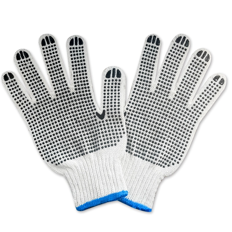 White Cotton Knitted Single PVC Single Dotted Hand Protection Garden Working Safety Gloves