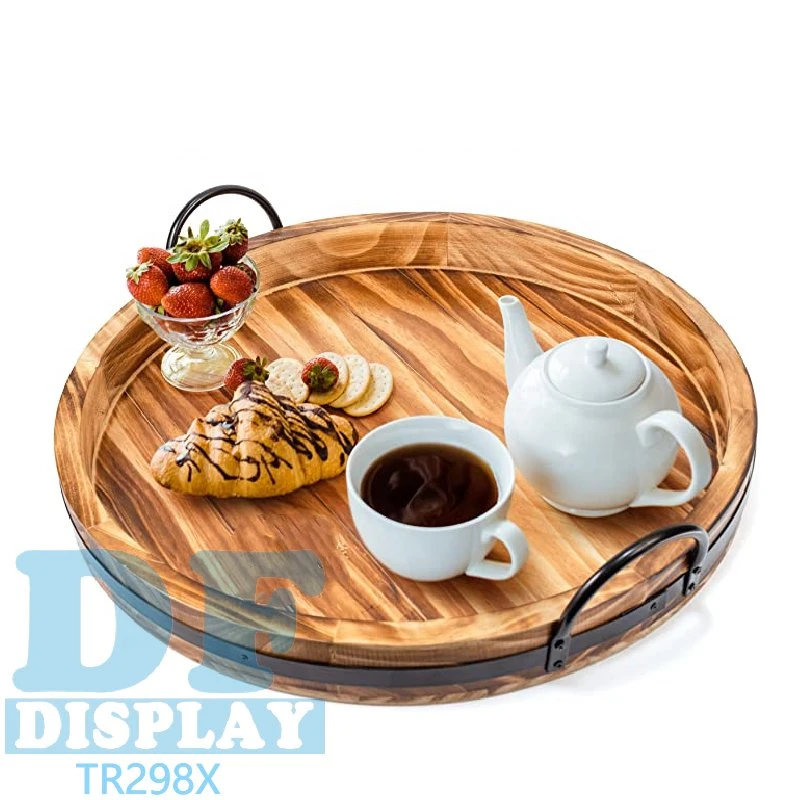 Bandejas de bambu irregulares, Conjunto de 2 sobremesa de chá de café que serve cozinha com bandeja Bandeja de decoração