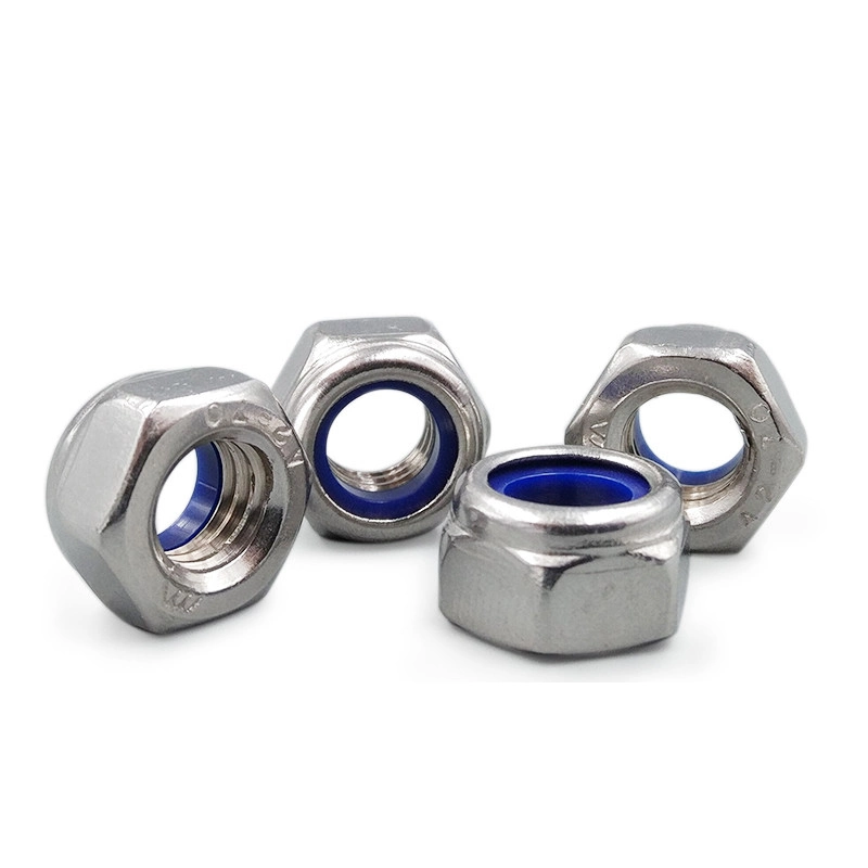 304 Stainless Steel Hex Nylon Insert Lock Nut Fine Pitch Self-Locking Nylock Nut Locknut M8 M10 M12 M14