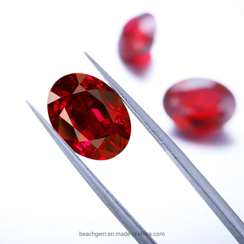 Czochralski Method Lab Created Ruby Oval Shape Gemstone for Jewelry Setting