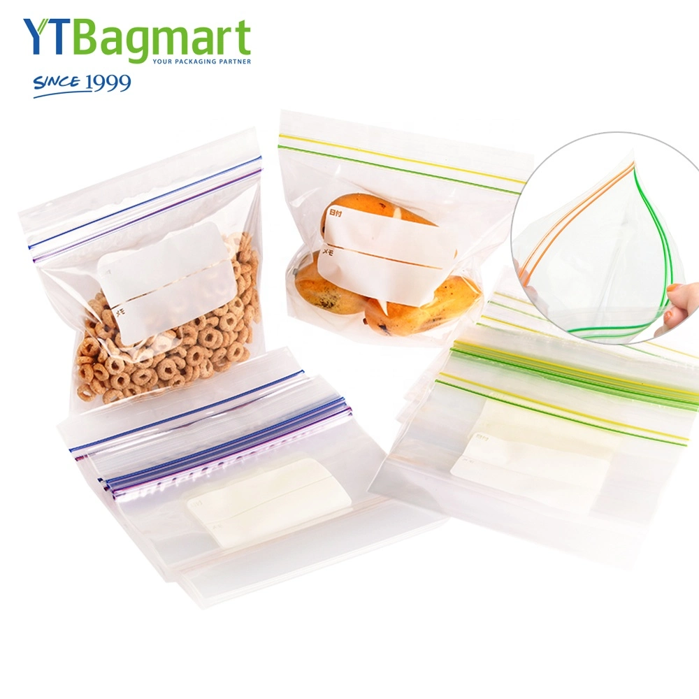 Ytbagmart Custom Printed transparent LDPE Double Zipper Bag Freezer almacenamiento Bolsas de plástico con cierre de cremallera