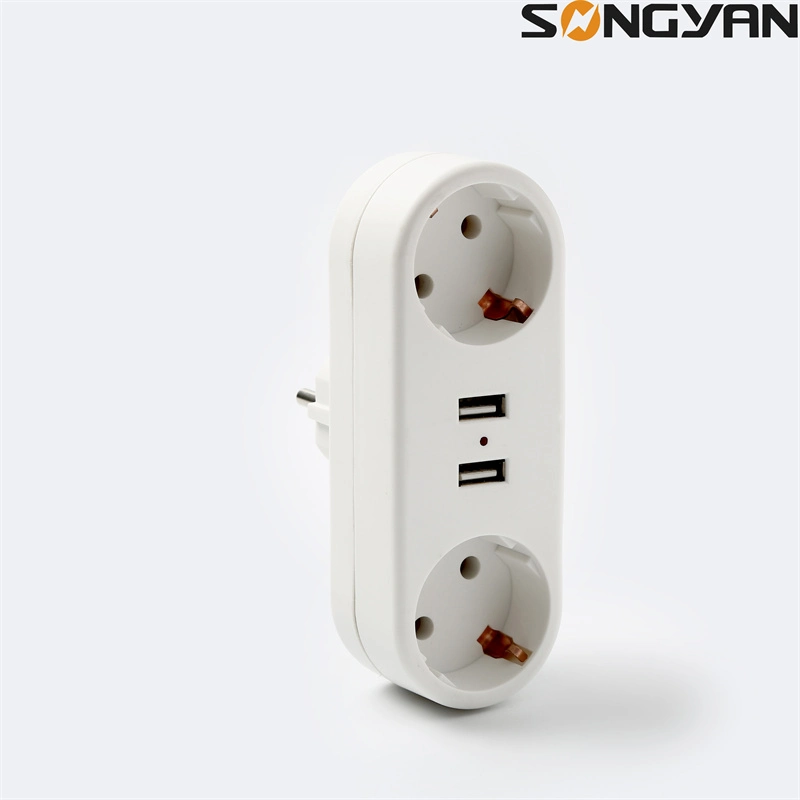 16A European Type Conversion Travel Plug 1 to 3 Way EU Standard Power Adapter Socket