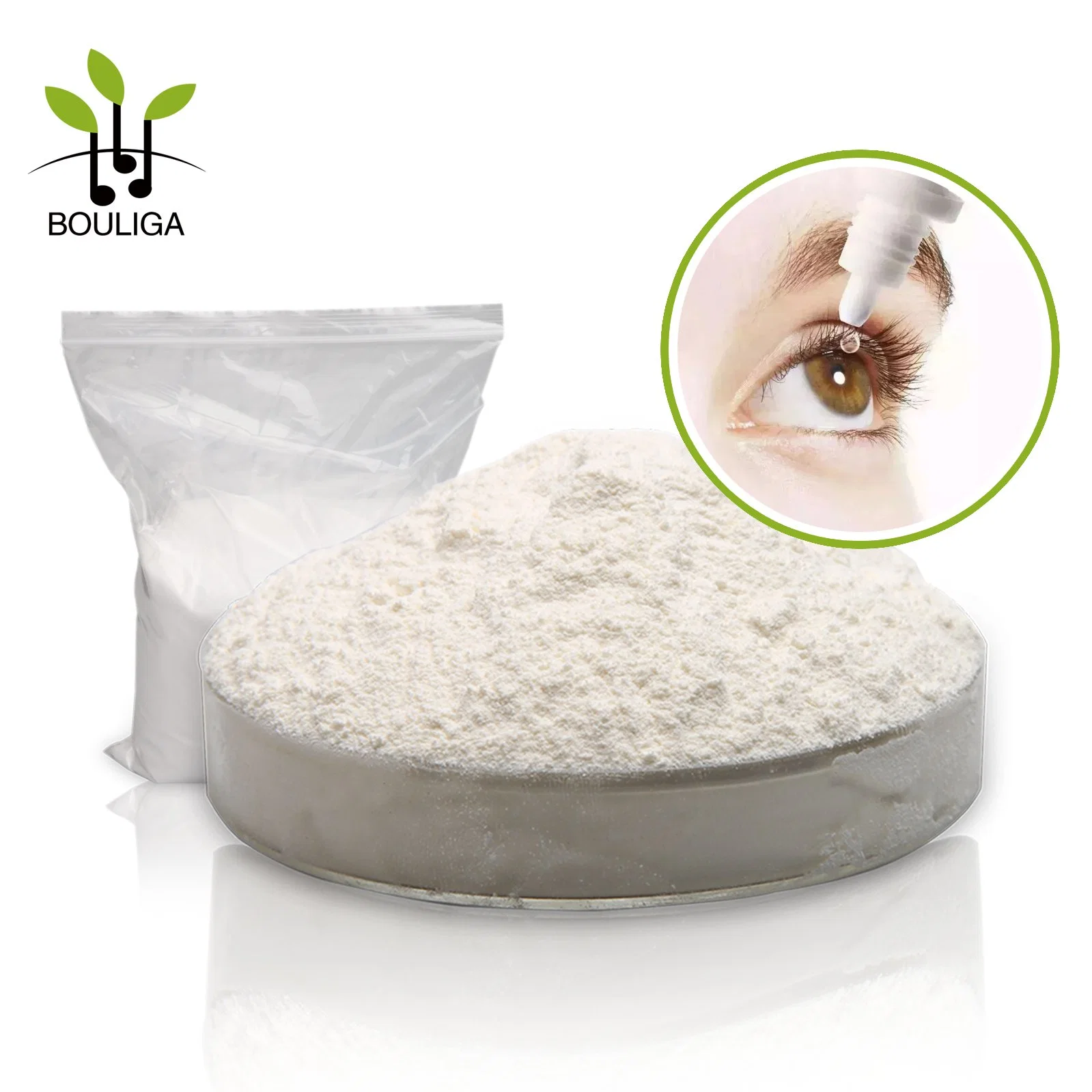 Bouliga High quality/High cost performance Cosmetic Raw Material Sodium Hyaluronate Pure Powder 99% Purity