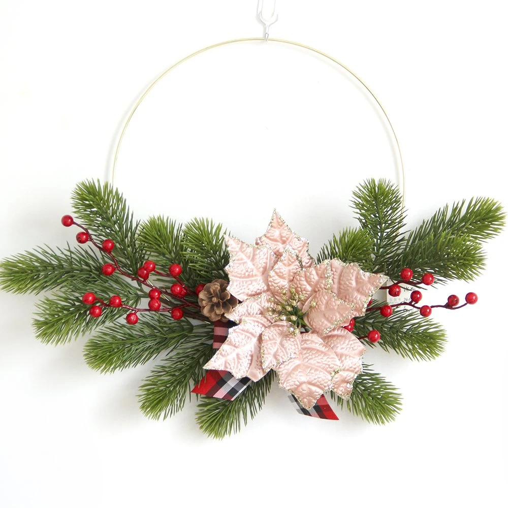 Artificial Wholesale Home Indoor Wreath Wholesale Personalized Natural Wooden New Design Christmas Decorative Wreath with Flower