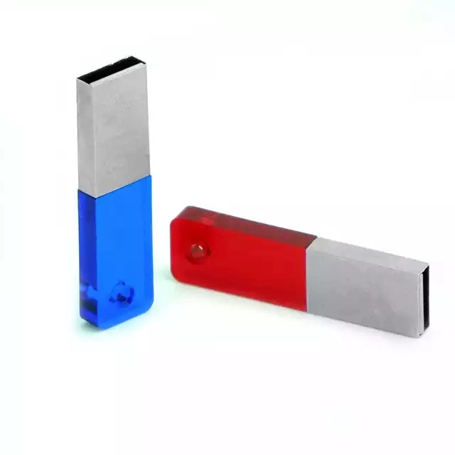 Unidades flash USB super finas em acrílico com LED brilhante Unidade de caneta USB do cartão de memória Flash com logótipo