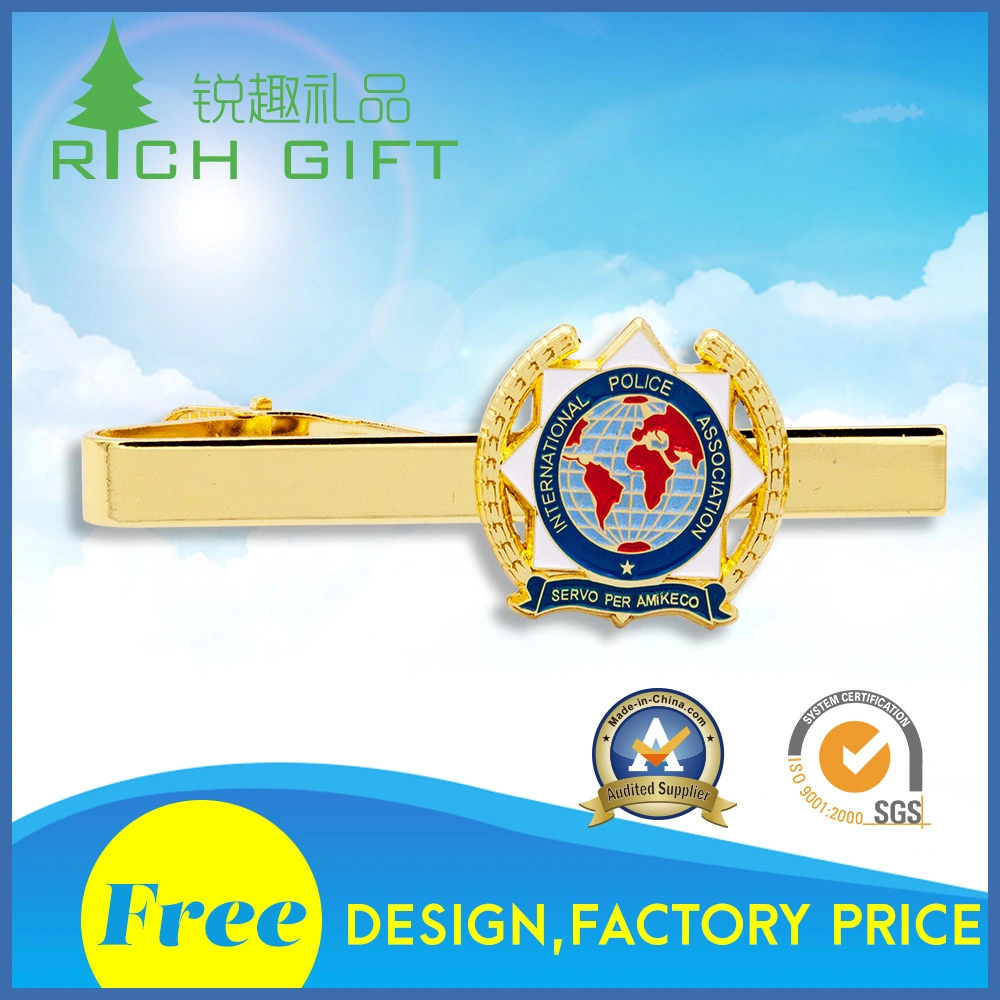 Customized Fashion Office Soft Enamel Metal Brass Blank Gold Plated Tie Bar for Souvenir Promotional Gift