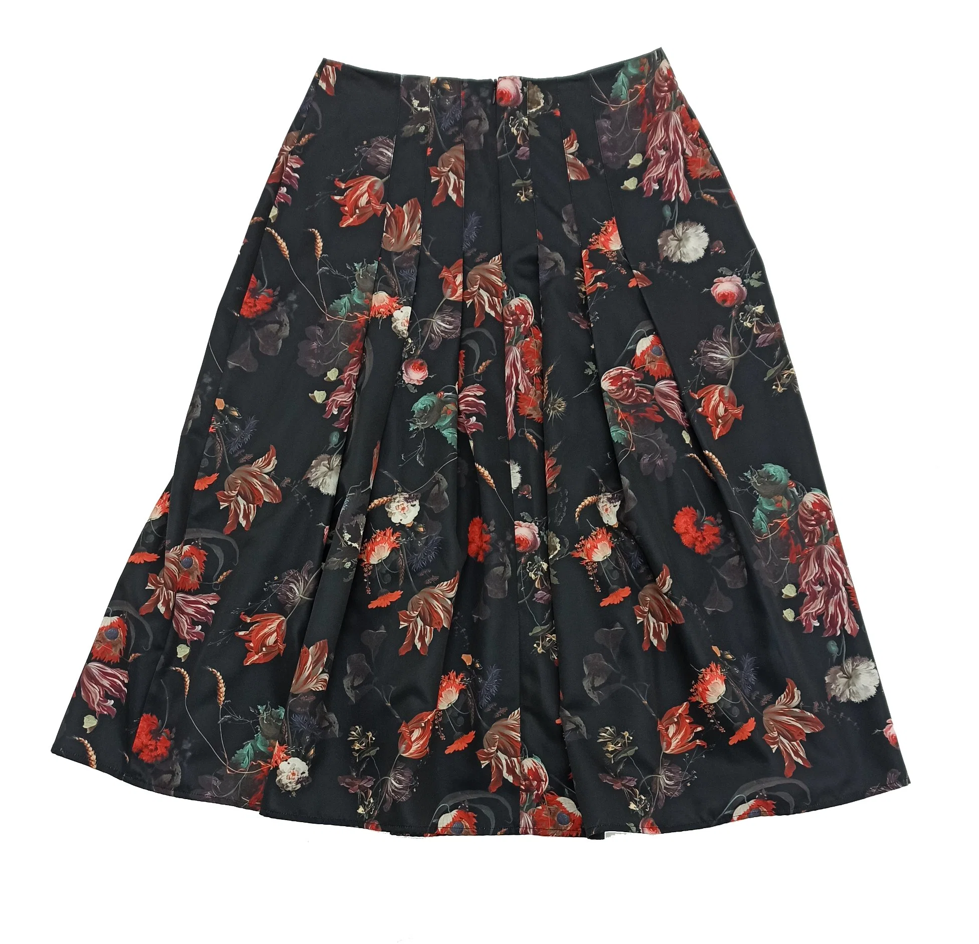 Women&prime; S Polyester Fashion Super Definition Digital Printed Pleated Zipper Skirt