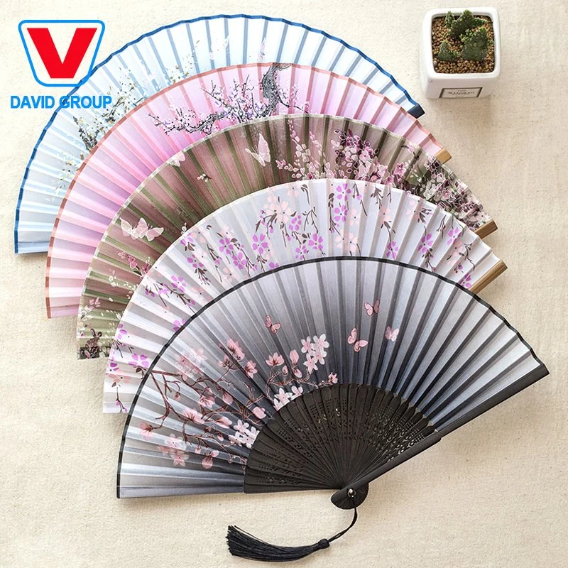 Châssis de bambou promotionnel chinois ventilateur de la main de papier