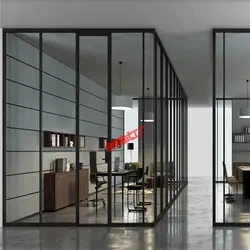 Customized Aluminum Frame Glass Type Interior Modular Office Wooden Door Partitions Wall for Business