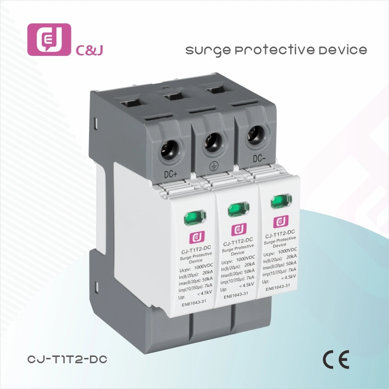 Cj-T1t2-DC 1500VDC 20-50ka Proteção contra descargas atmosféricas do SPD de dispositivos de proteção contra oscilações de energia