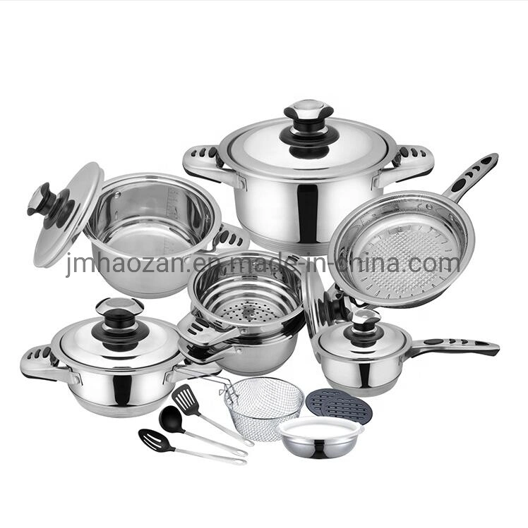 breiter Randcookware-gesetzter Qualitätsküchenbedarf des Edelstahl-19PCS