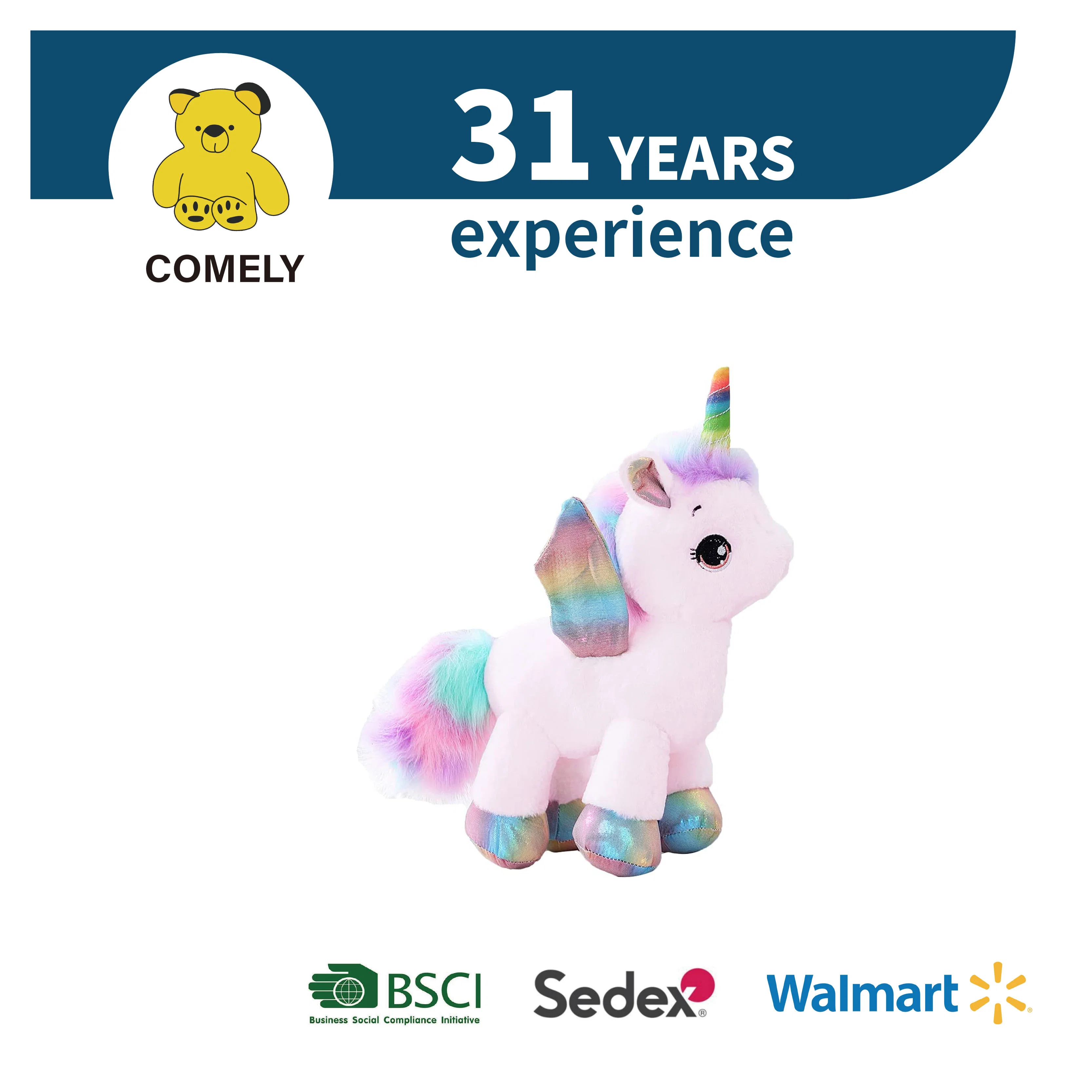 OEM Soft Stuffed Animal Custom Toy Plush Muñecas mascota Unicornio Juguetes niños blandos rellenas Juguetes BSCI Sedex ISO9001