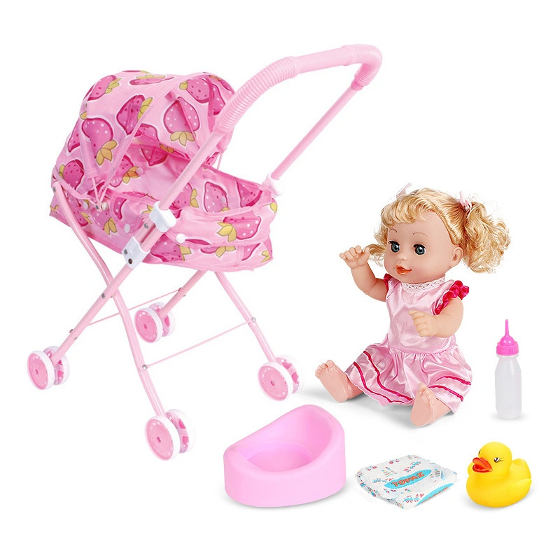 High quality/High cost performance  Kids Sun Shading Trolley Iron Lovely Cheap Baby Doll Stroller Toy