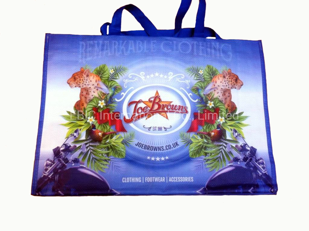 Coated Laminated PP Woven Carrier Shopping Bag with PP Multifilament Handle