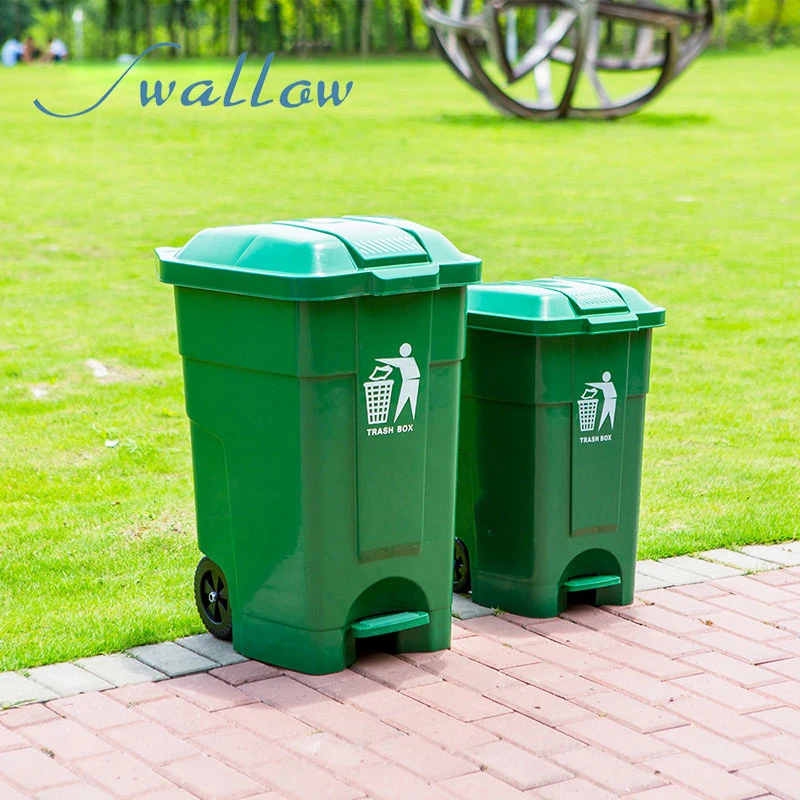 70L Plastic Trash Can Waste Bin with Pedal and Wheels for Sale - Swallow