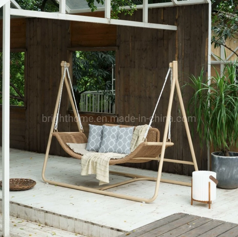 Aluminium PE Rattan Gartenmöbel Freizeit Doppel patentierte Schaukel hängend Stuhl