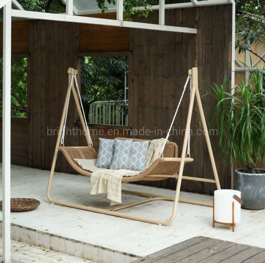 Алюминиевая PE Rattan Наружная мебель Двойная запатентованная Swing Hanging Председателя