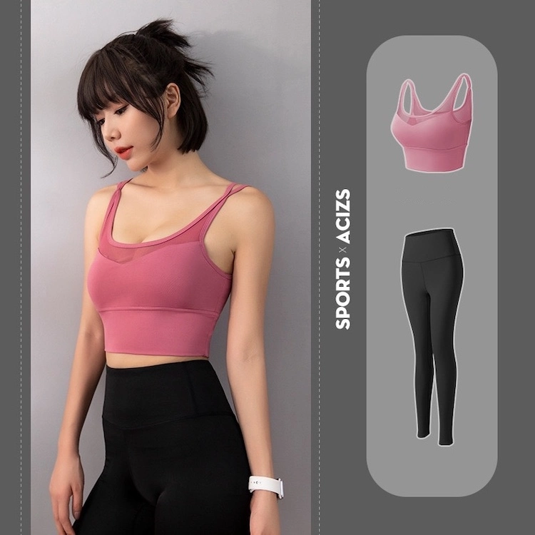 L'entraînement yoga pour féminin d'usure, 2 pièce Leggings noir et bleu royal Sports Bra définit, Quick Dry Sexy Activewear exécutant sports adaptés à la salle de gym Vêtements athlétique