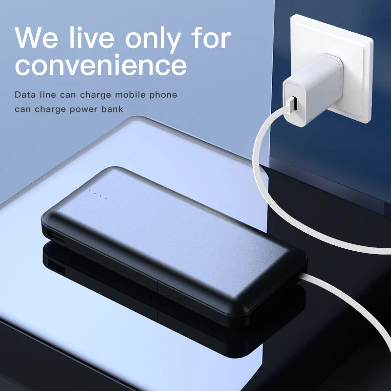 Fashion 10000mAh Built-in 4 Cables Portable Powerbank Type C Pocket Portable Powerbank