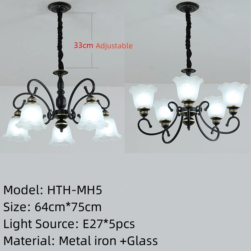 Handwork Iron Art+Frosted Glass Kapok Ceiling Pendant Light with E27*5/6/8/10 Light Fixture (HTH-MH)