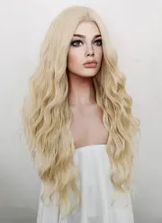 Newlook Light Blonde Wavy Synthetic Wig Heat Resistant Wholesale/Supplier Futura Synthetic Hair