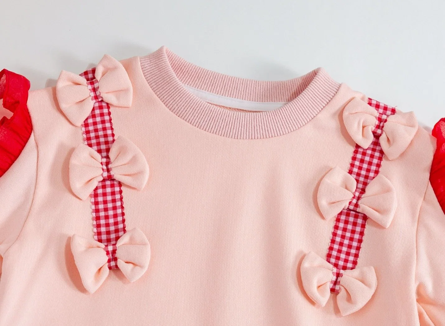 Chandail pour bébés filles vêtements en coton à col rond et manches longues pour enfants