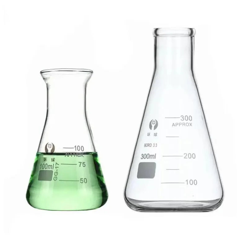 Laboratoire de chimie des Verrerie 500 ml Erlenmeyer gradué à col large étroit Flacon conique en verre borosilicaté à col