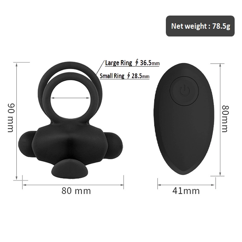 Commande à distance anneau Sperm-Locking&amp;Cock Ring, vibrant double anneau de pénis avec 10 modes de vibrations intenses, Medical Silicone sex toy pour les hommes