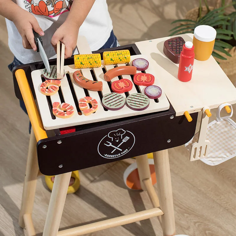 Custom Made BBQ Cart Toy Role Play Barbecue Trolley Toys