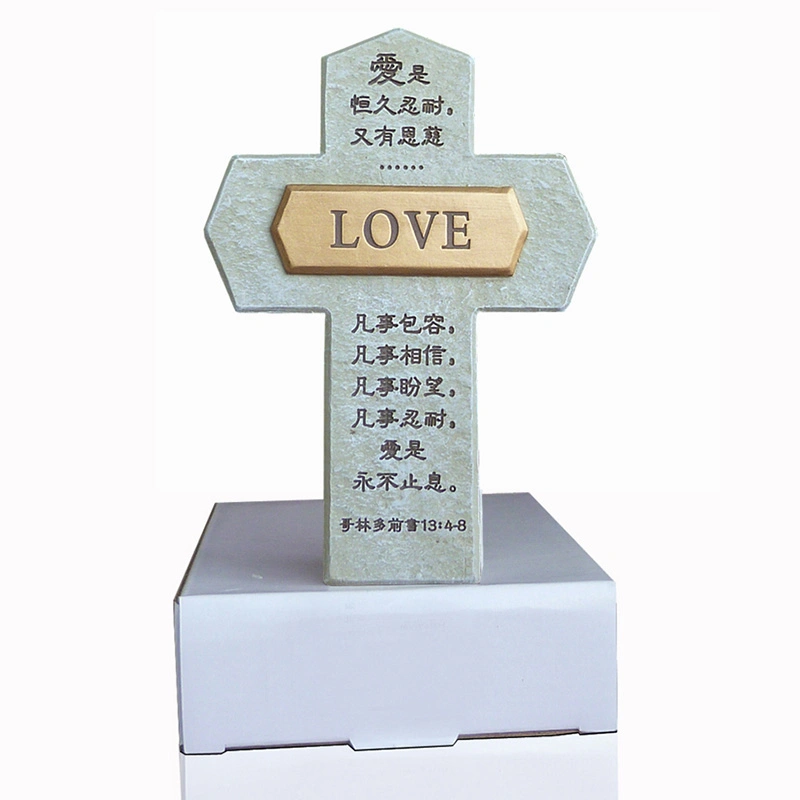 Faith Resin Simulation Stone Cross Ornament Christian Gift for Gc-Xr-P218