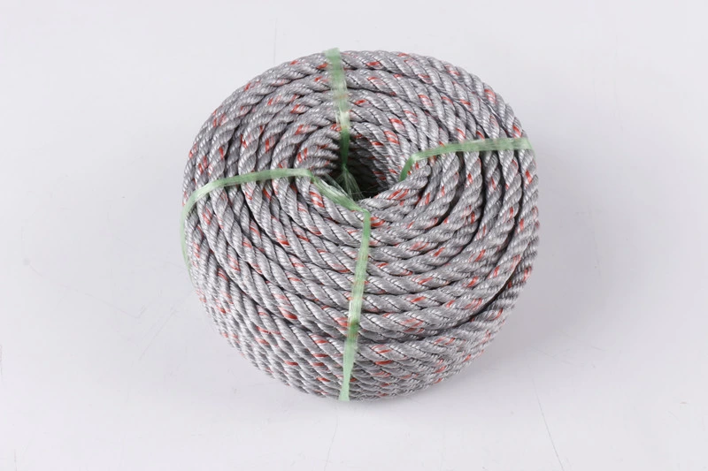 PP Plastic Danline Rope 3 Strands Grey Color with Red Streak