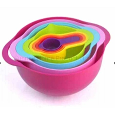 Household 8PCS Plastic Mixing Multiple Shapes Bowl Set with Measuring Cups (KTP029)