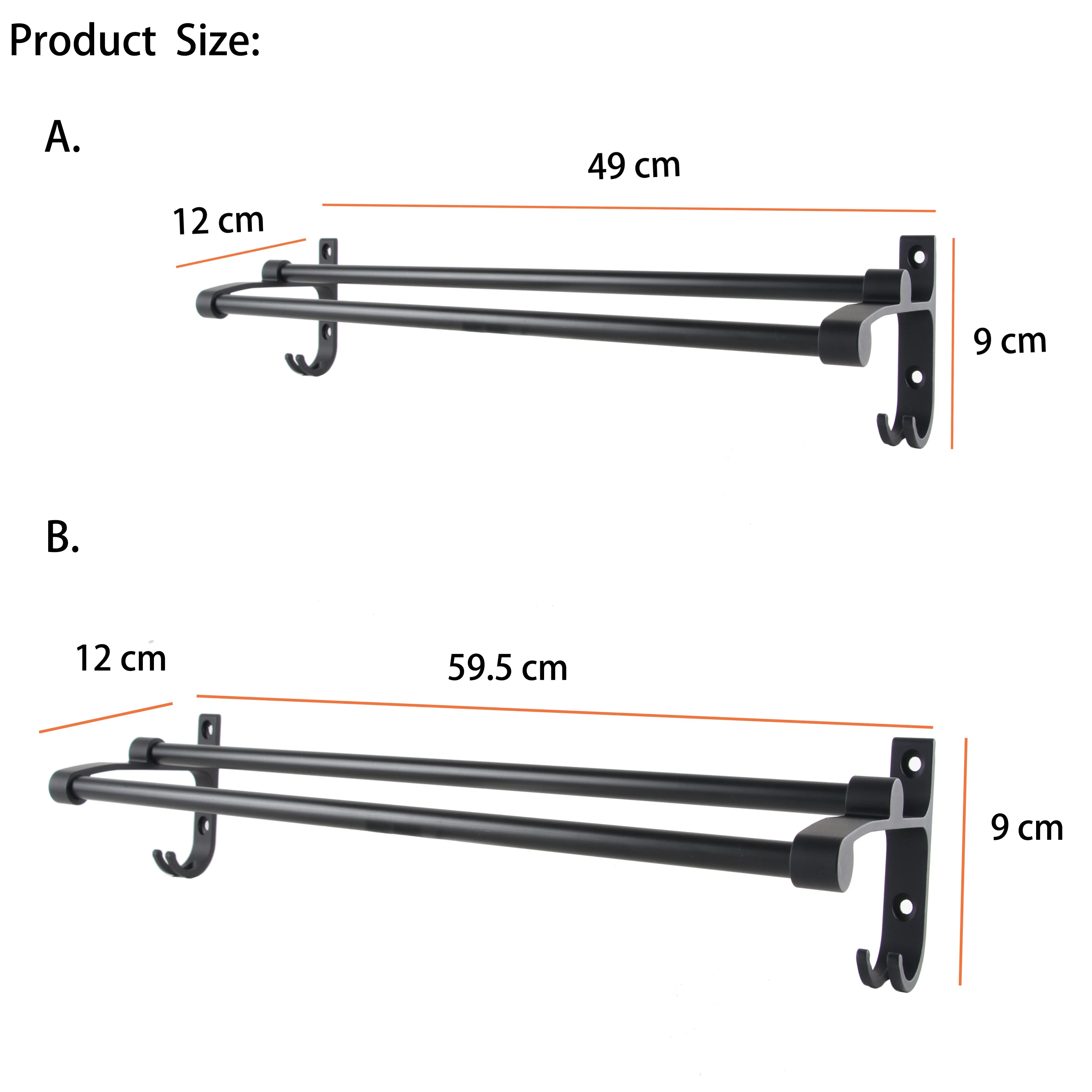 Sanitary Ware Bathroom Accessories Aluminum Double Towel Bar