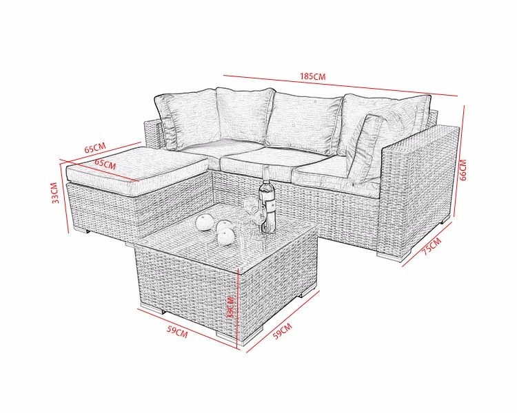 Aluminio Light-Weight impermeable Impermeable modernos muebles de mimbre sofá