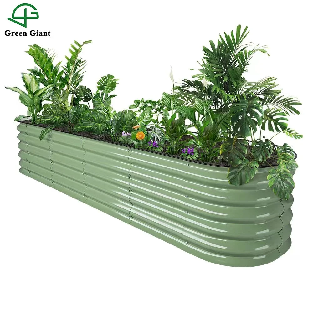 17"Tall 8'x2' Vegetable Planter Box Modular Corrugated Metal Raised Garden Box (9N1-17)