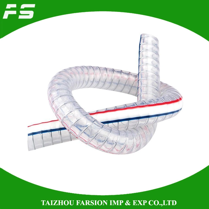 Transparent PVC Steel Wire Hose Flexible Spring Pipe Clear for Suction FDA Certificate