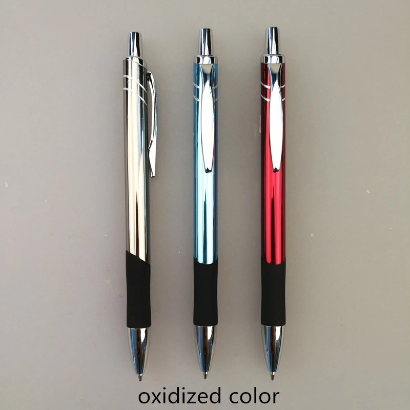 Metal Aluminum Click Action Promotion Customized Logo Colorful Ballpen with Rubber Grip Has Patent