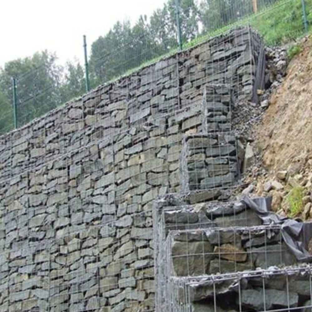 Hot-DIP Galvanized Gabion Grid Net River Treatment Control de inundaciones Control jaula de piedra de red