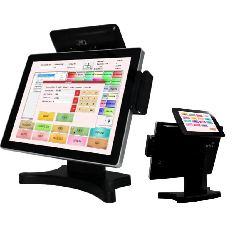 New Point Sale System 2 Screen Fingerprint Optional Built-in WiFi Terminal Cash Register All One POS Systems