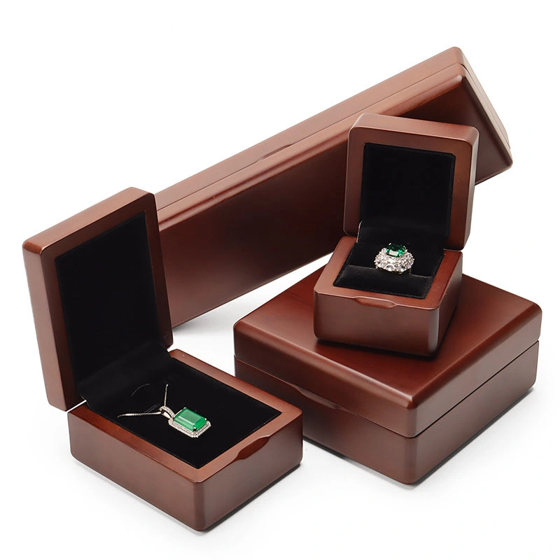 Hochwertige Halskette Ohrringe Ring Portable Schmuck Box Holz Box Exquisite Schmuckkästchen Holz Lagerung Großhandel Verpackung Box