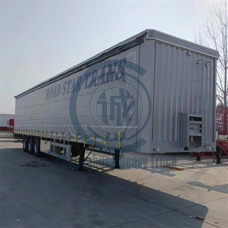 Springs Suspension Electric 40 Tons Loading Side 3 Saf Axles Side Curtain Truck Trailer