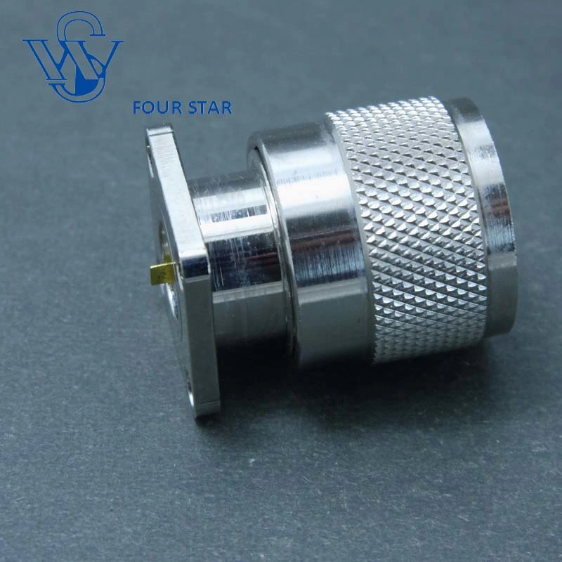 17.5mm Sq Flange Electrical Waterproof Male Plug RF Coaxial N RF Coaxial Connector 0.2-2mm Tab Pin