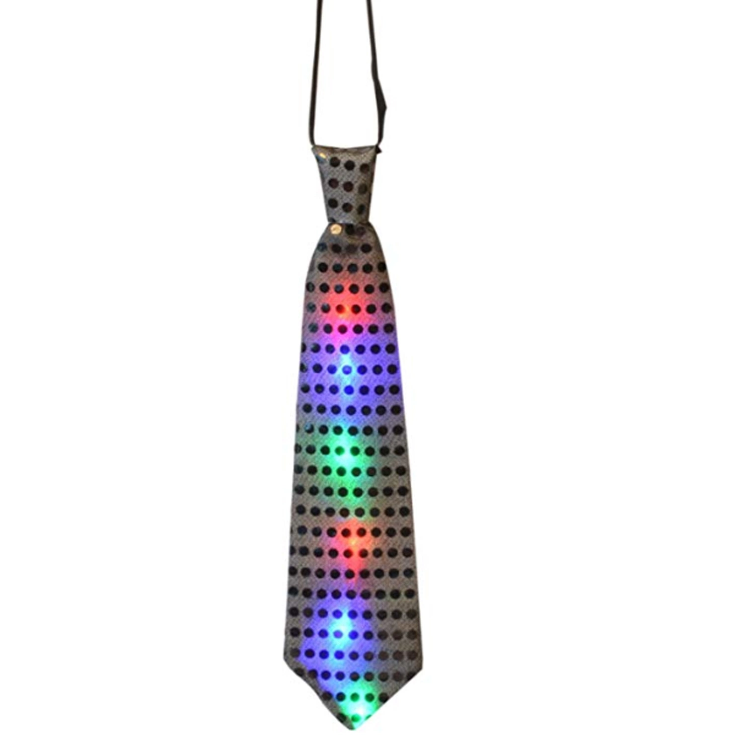 Flashing LED Neck Tie - Novelty Sequins Light up Tie